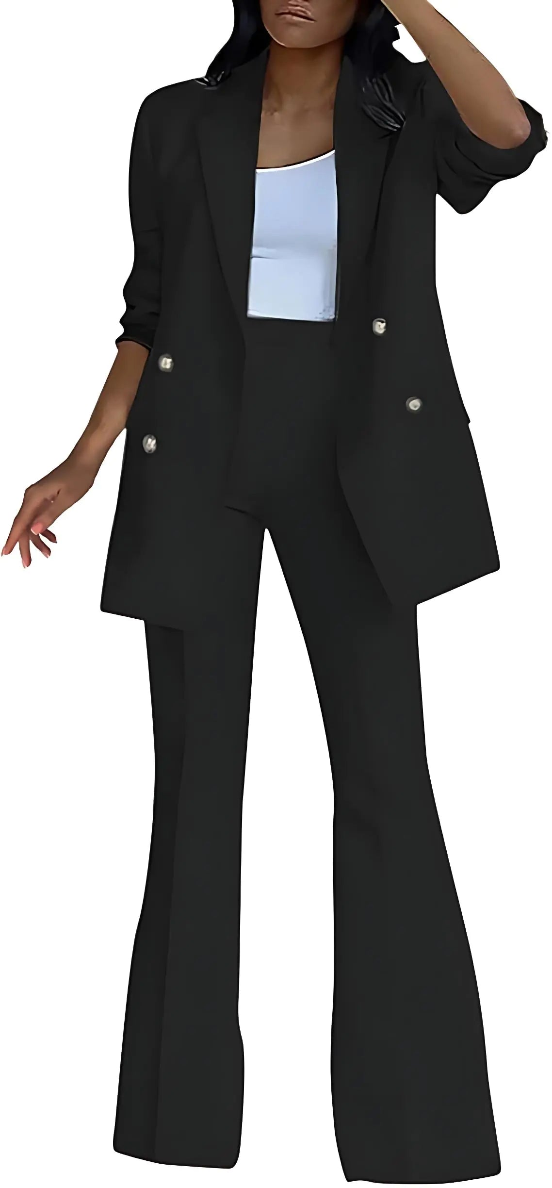 2024 Elegant Women's Pantsuit Wide Leg 2-Piece Office Set