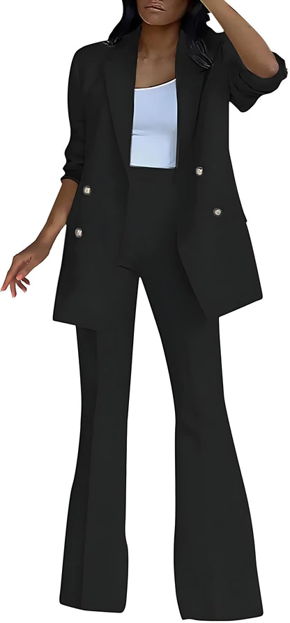 2024 Elegant Women's Pantsuit Wide Leg 2-Piece Office Set