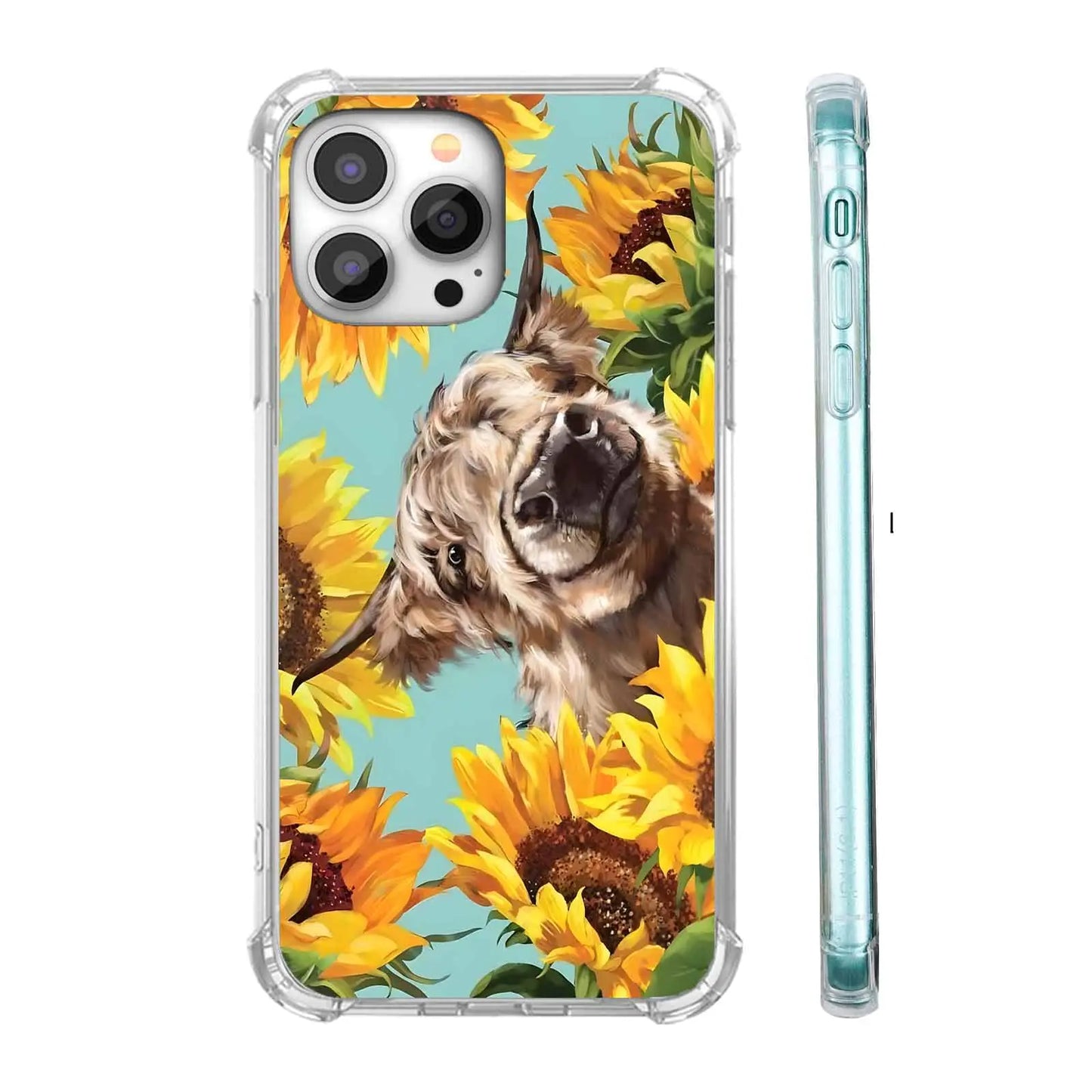 mehidpur Cow Sunflower Case for iPhone 15 Pro MaxAesthetic Cute Cattle with Flower Painting Case for Men WomenTrendy Soft TPU Protective Case iPhone 15 Pro Max